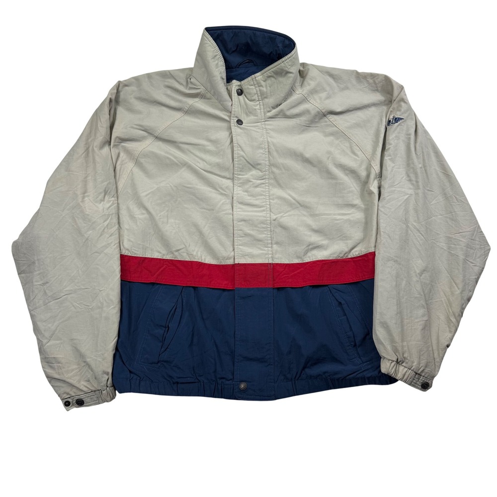 Dockers Golf Mens XL Windbreaker Jacket Colorblock Beige Navy Blue Red Vintage